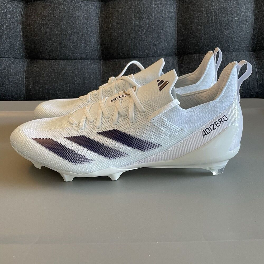 adidas Men’s Size 13 ADIZERO ELECTRIC+ FOOTBALL CLEATS White/Purple IH0537 NEW